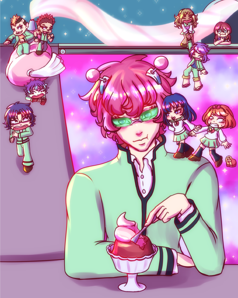 Fanart illustration of Saiki K from The Disaterous Life of Saiki K. Designed in Clip Studio paint.