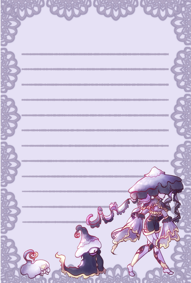 Original illustration design for a memopad. Character inspired by mushrooms. Designed in Clip Studio Paint and Canva.